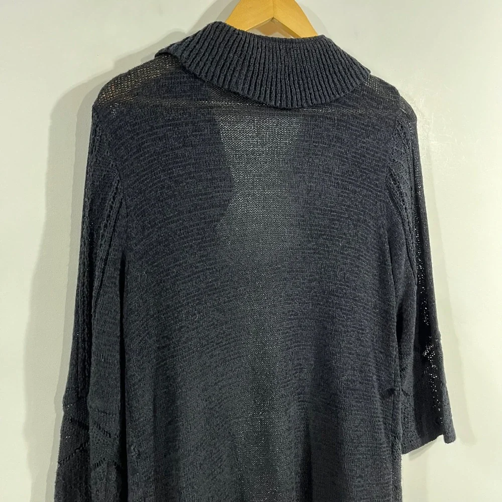 Cupio Penny Lane Bratz Ruffle Open Front Cardigan Knit Sweater Womens Large Boho